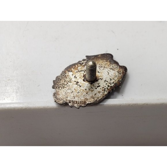 Texas Fire Department Years Service Pin Screw-On Button Sterling Silver Vintage - Picture 5 of 7